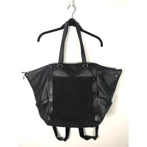 Betabrand Black Travel Tote Backpack Leather Canvas